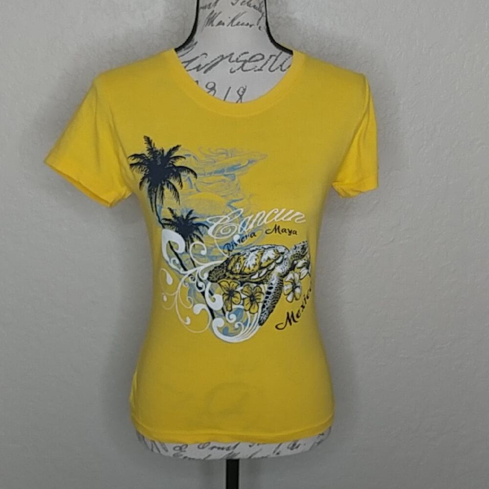 Expressate Cancun Mexico T-Shirt Yellow Size S